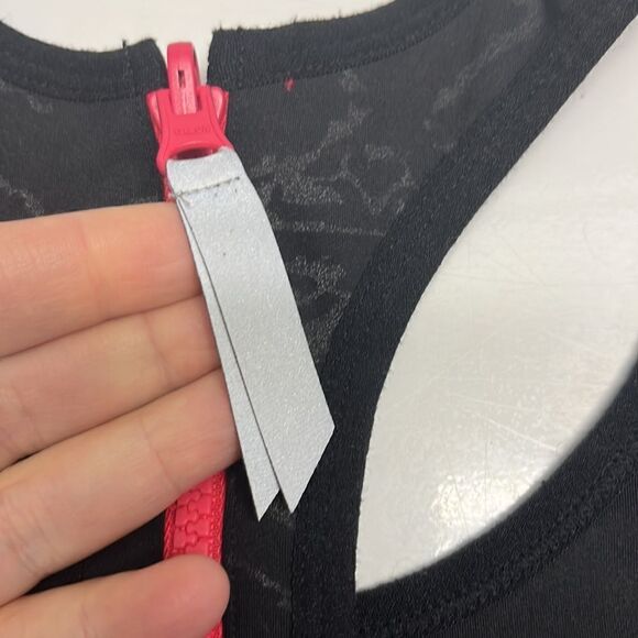 Free People Movement Black/Gray/Coral Abstract Pullover Zip-Up Sports Bra- Small - Picture 11 of 13